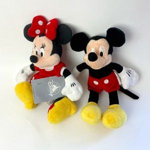 Disney Minnie and Mickey Beanie Plush Bundle
